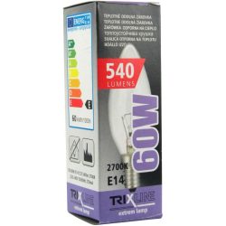   Trixline 60w hagyományos gyertya izzó C35 E14 foglalat 540 lumen